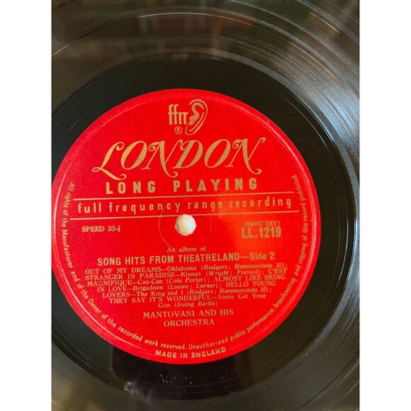 Mantovani Song Hits From Theatreland Vinyl Record LL 1219 Vintage Album - Picture 3 of 6